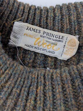 Vintage James Pringle Scotland heavy knit pure wool sweater 46" EUC